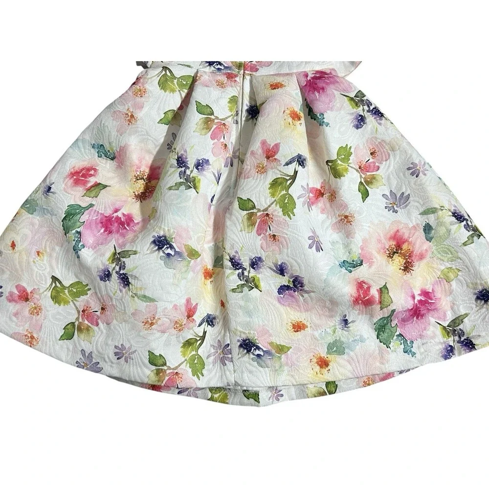 Bonnie Baby Girls Dress Floral Spring Summer 12 Months ‎ Bow Lined Textured Zip